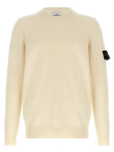Stone Island Logo Badge Sweater In Yellow