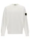 Stone Island Wool Blend Sweatshirt With Iconic Logo Patch And Timeless Design In Bianco