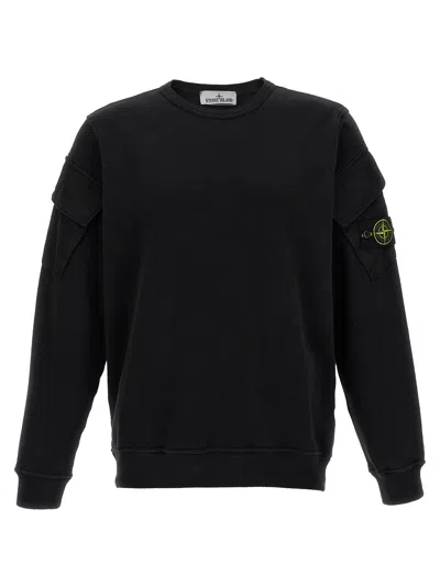 Stone Island Logo Badge Sweatshirt In Black