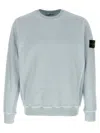 Stone Island Crew Neck Logo Badge Sweatshirt In Cielo