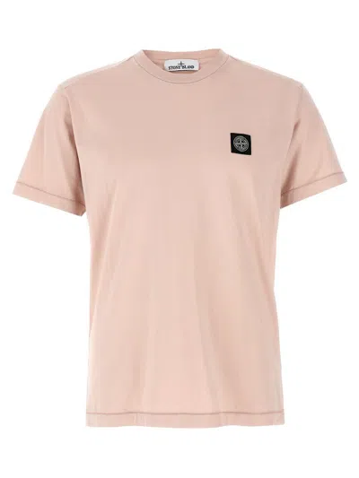 Stone Island Short Sleeve T-shirt Pink Cotton In Rose