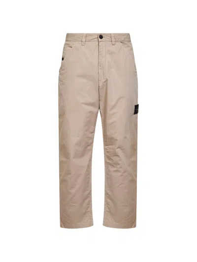 Stone Island Mens Desert Straight-leg Logo-patch Cotton-ripstop Trousers In Neutral