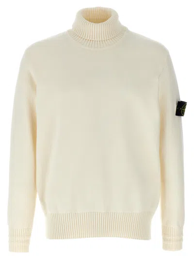 Stone Island Textured Knit Sweater With High Neck In Neutral