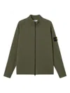 Stone Island Zipper-up Sweater With Raglan Sleeves And Ribbed Trims In Green