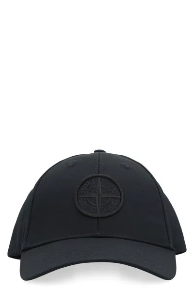 Stone Island Logo Baseball Cap In Black