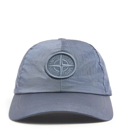 Stone Island Logo Baseball Cap In Blue