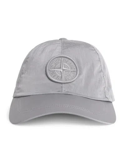 Stone Island Logo Baseball Cap In Gray