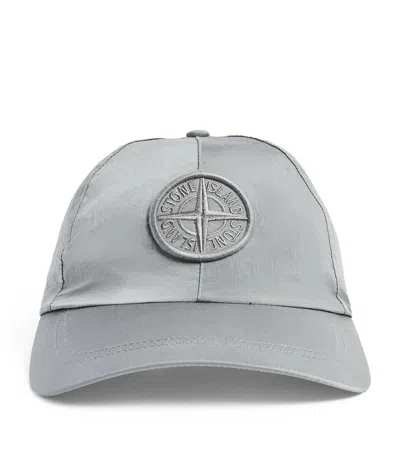 Stone Island Logo Baseball Cap In Gray