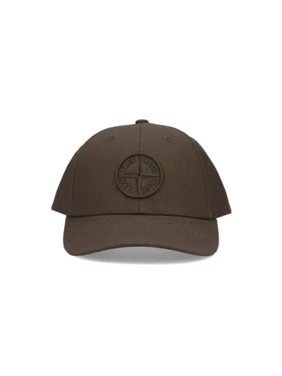 Stone Island Logo Baseball Cap In Military Green