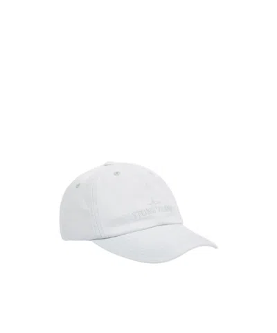Stone Island Logo Baseball Cap In White