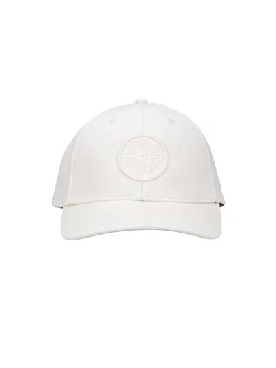 Stone Island Logo Baseball Cap In White