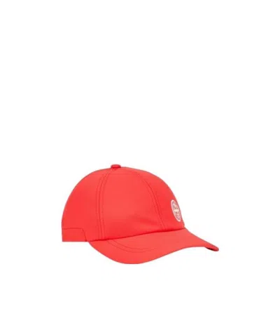 Stone Island Logo Baseball Hat In Orange