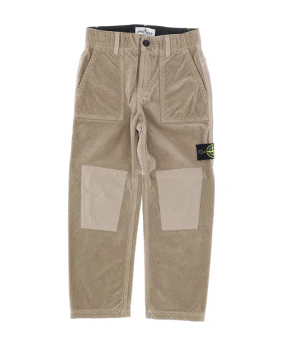 Stone Island Logo Belt Ring Casual Pants In Gray