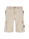 Stone Island Cotton Blend Logo Patch Shorts In Beige