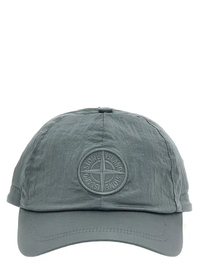 Stone Island Logo Cap Hats Gray In Grey