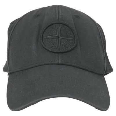 Stone Island Logo Cap In Black Cotton