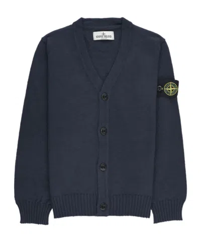 Stone Island Logoed Cardigan In Blue
