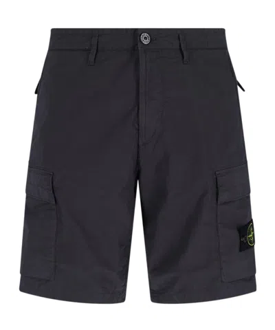 Stone Island Compass-badge Shorts In Black