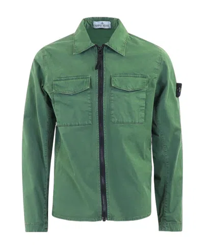 Stone Island Logo Casual Jacket In Green
