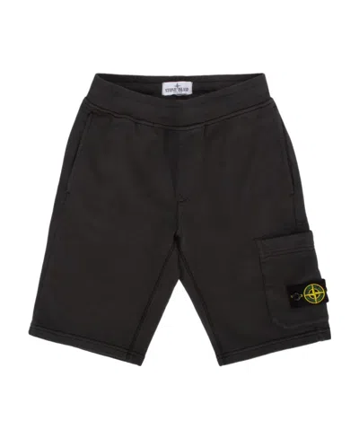 Stone Island Logo Casual Shorts In Gray