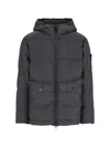 Stone Island Crinkle Reps Ny Hooded Down Jacket In Recycled Nylon In Black