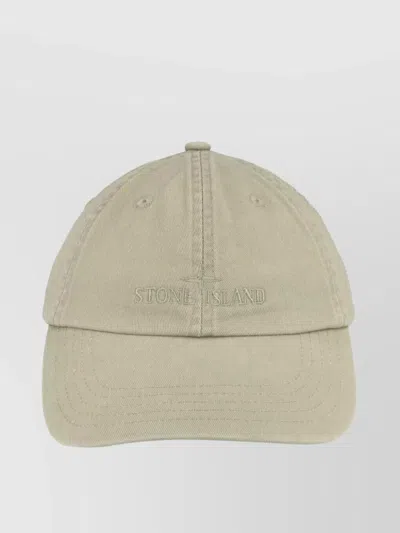 STONE ISLAND LOGO COMPASS BRUSHED COTTON CAP