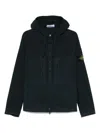 Stone Island Short Parka With Elastic Hem And Hood In Blue