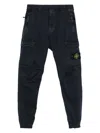 Stone Island Elasticated-cuff Cargo Trousers In Black