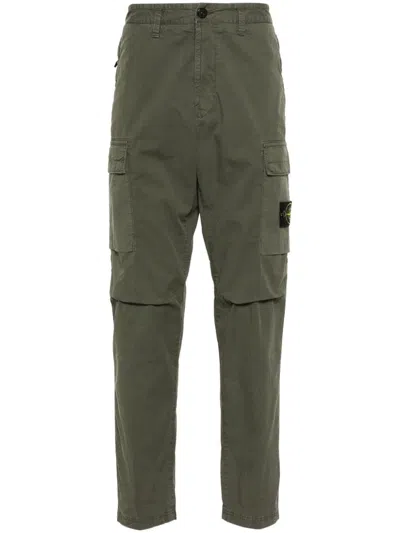 Stone Island Compass-badge Slim-cut Cargo Trousers In Green