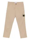 Stone Island Straight Leg Trousers With Buttoned Back Pockets In Metallic