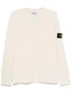Stone Island Beige Long-sleeved Sweater With Distinctive Logo Patch In Beige