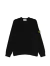 Stone Island Kids Mini Ribbed Neckline Sweatshirt For Boys In Black