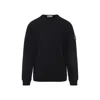 Stone Island Logo Cotton Crewneck Sweatshirt In Black