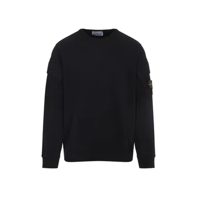 Stone Island Crewneck Sweatshirt In Brushed Organic Cotton In Green