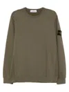 Stone Island Crew Neck Sweater Ribbed Cuffs In Green