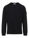 Stone Island Logo Cotton Crewneck Sweatshirt In Black