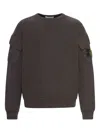 Stone Island Logo Crewneck Sweatshirt In Brown