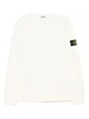 Stone Island Logo Cotton Crewneck Sweatshirt In White
