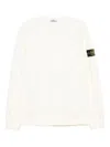Stone Island Ribbed Crew-neck Cotton Sweater With Long Sleeves In White