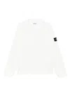Stone Island Logo Cotton Crewneck Sweatshirt In White