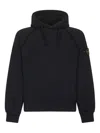 Stone Island Organic Cotton Fleece Hoodie In Black