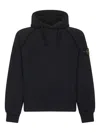 Stone Island Brushed Organic Cotton Fleece Oversized Fit Hoodie Clothing In Black