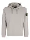 Stone Island Organic Cotton Compass Logo Hoodie In Gray