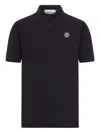 Stone Island Logo-patch Cotton Polo Shirt In Black