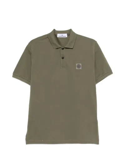Stone Island Slim Fit Cotton Short-sleeved Polo Shirt With Compass Logo Patch In Green