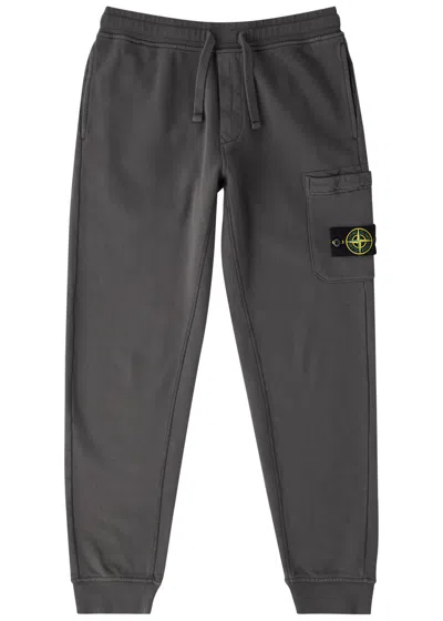 Stone Island Compass-motif Cargo Trousers In Grey