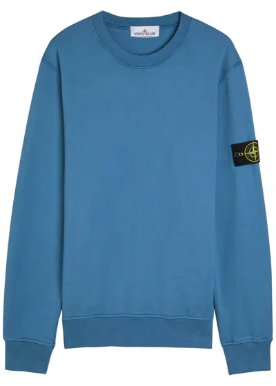 Stone Island Logo Cotton Sweatshirt In Blue