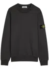 Stone Island Black Organic Cotton Diagonal Fleece Old Effect Sweatshirt