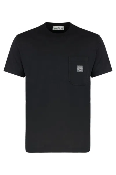 Stone Island Compass-patch Cotton T-shirt In Black