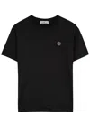 Stone Island Short-sleeved T-shirt With Compass Logo Patch In Black